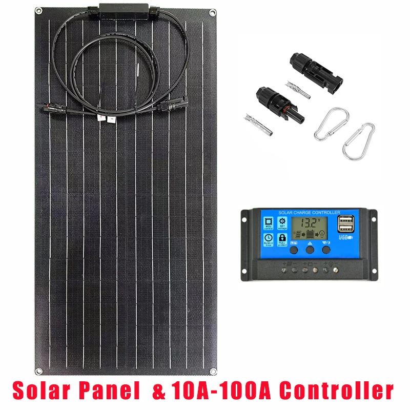 300W(#45W) Solar Panel&Charge Controller 10A-100A ETFE Solars Plate Emergency Electric Power Source for Home Outdoor RV Charger