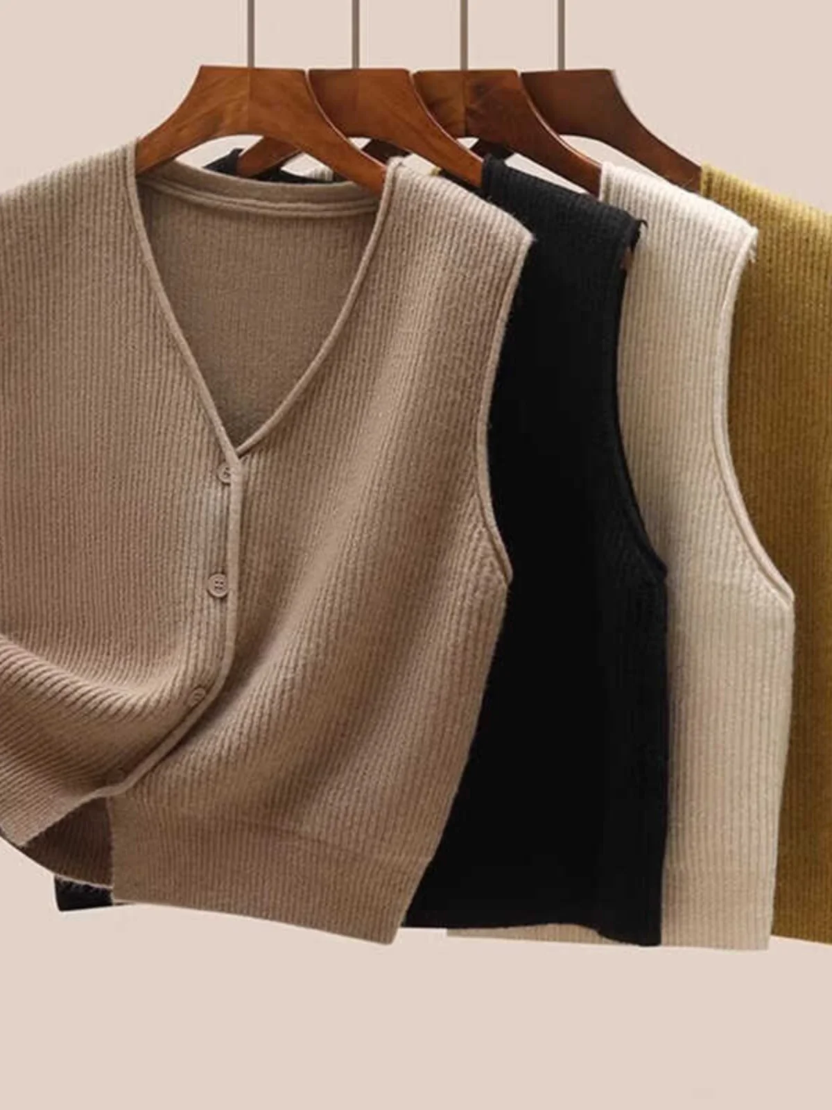 Dames V-Ne Gebreide Trui Vest Bovenkleding Vest Herfst 2023 Nieuw Sle Gelaagdheid Top Faion Veelzijdig Basic Sle Pure Kleur