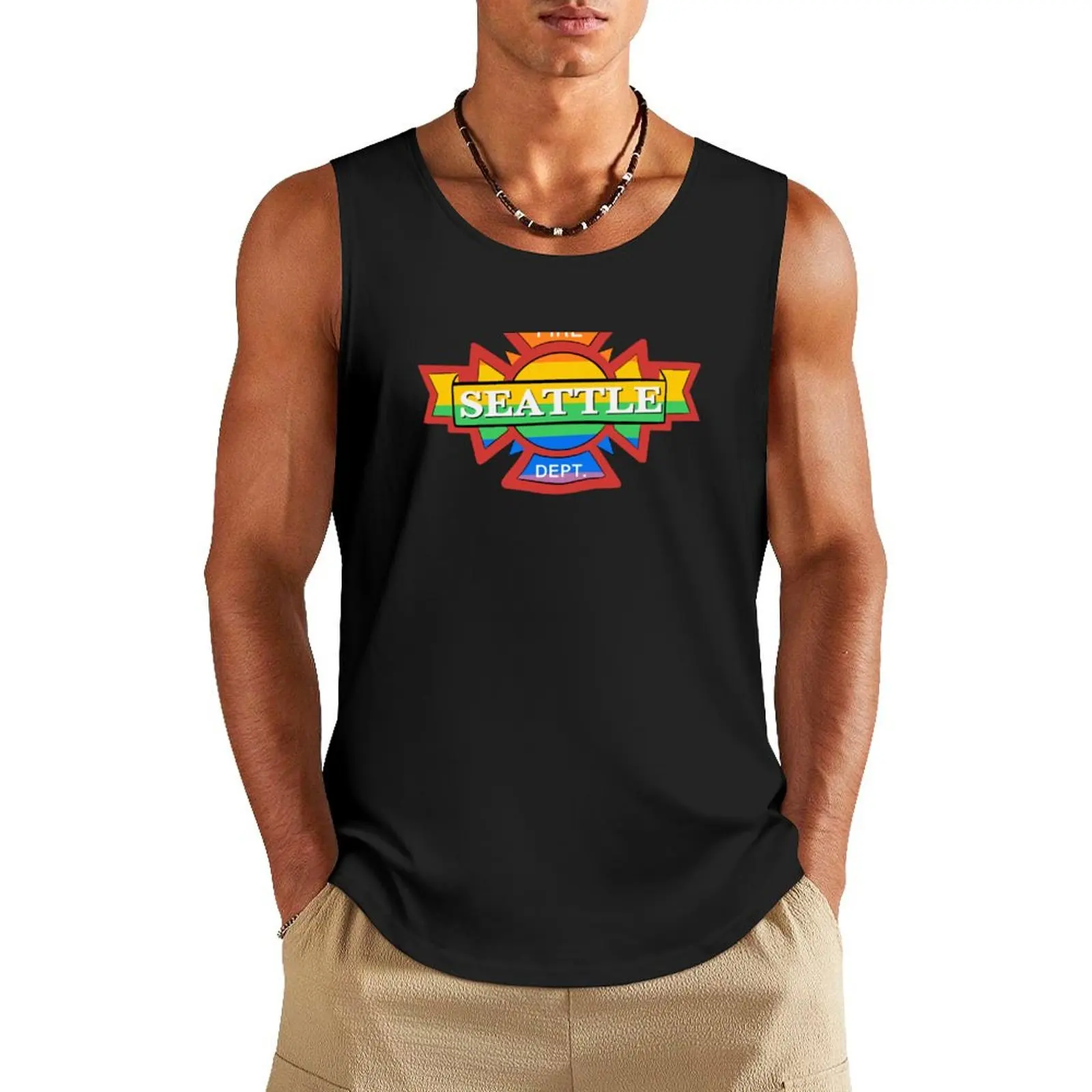 

Station 19 Pride Logo Tank Top bodybuilding men clothes anime top