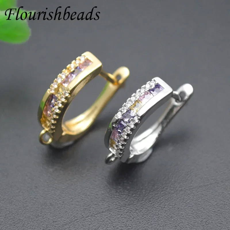 

Nickle Free Anti-fading Round Shape Metal Earring Hooks Zircon Beads Paved Jewelry Findings 10pc Wholesale Lots Bulk