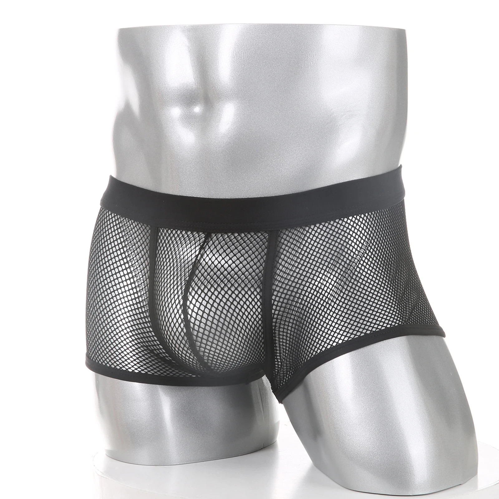 เซ็กซี่ตาข่าย Boxers ชุดชั้นในผู้ชายกางเกงชั้นในดูผ่านโปร่งใสเอวต่ําชุดนอน Boxer Shorts Boxershorts กางเกงใน