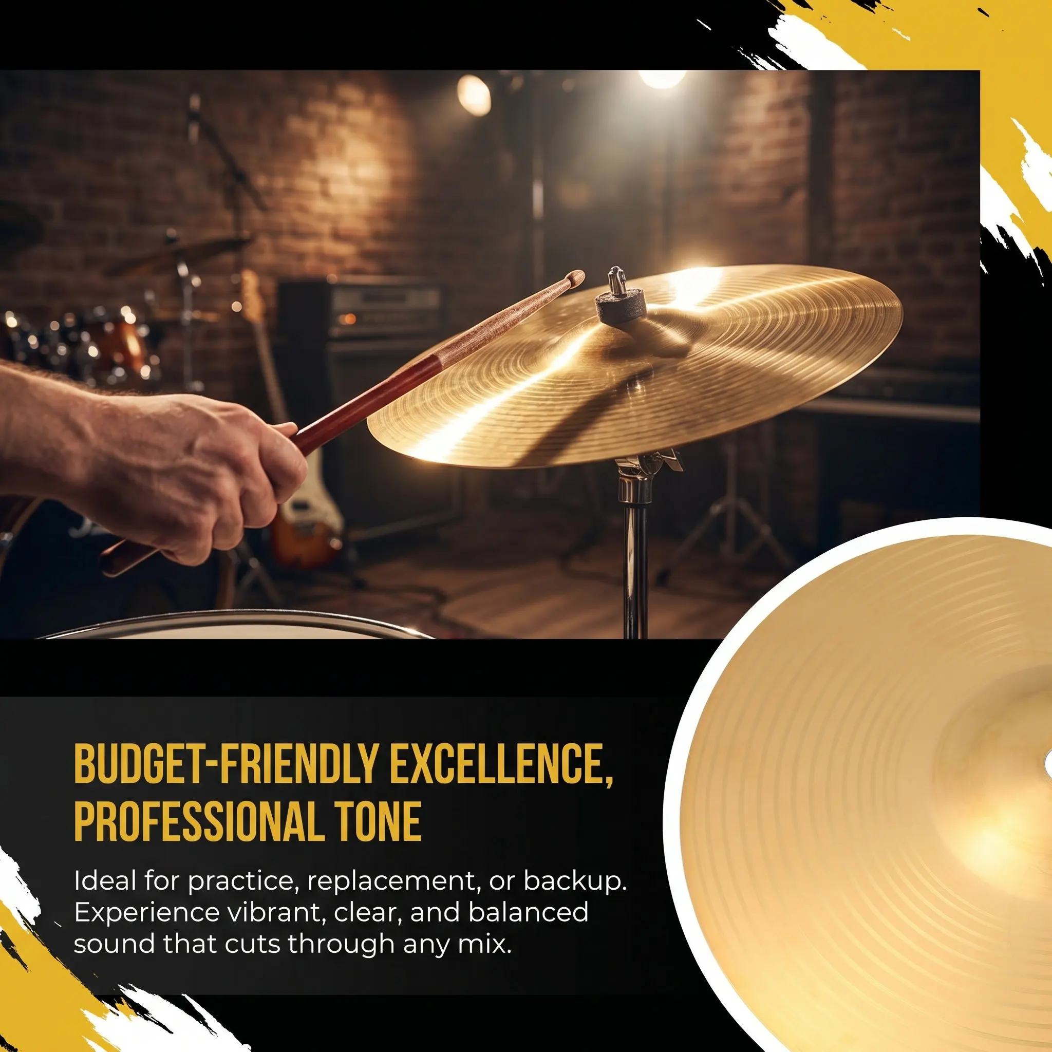 Professional Brass Drum Cymbal Set for Beginners – High-Hardness, Traditional Finish, Versatile Practice Cymbals
