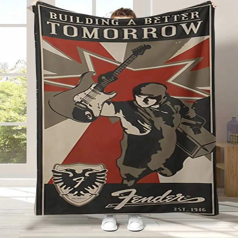 Fender Guitar Theme Rock Music Soft Flannel Throw Blanket,Cozy Warm Blanket for Bed,Sofa,Living Room,Picnic,Camping,Home Decor