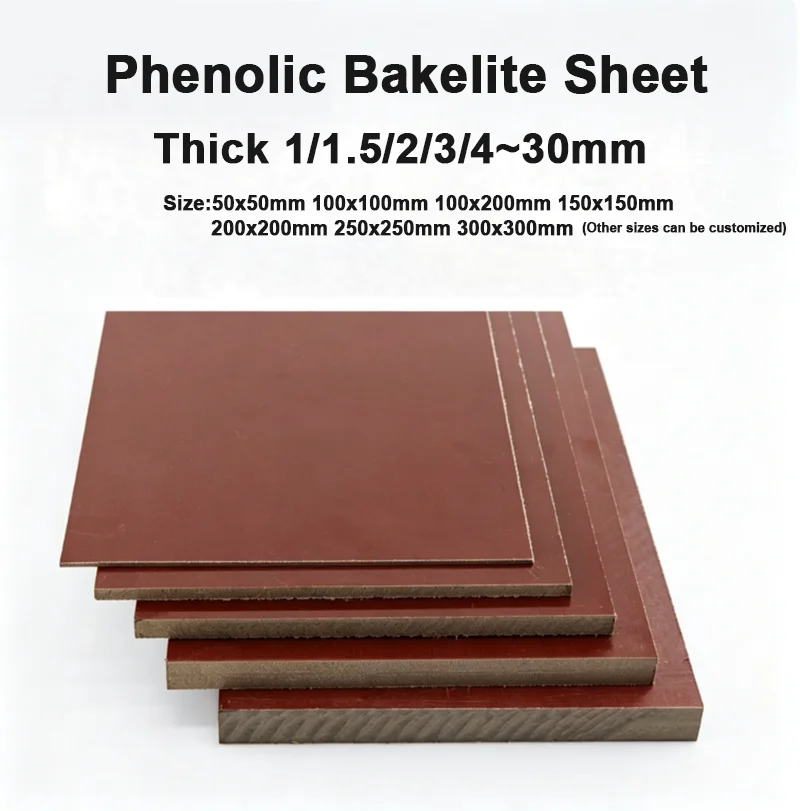 Brown Electrical Bakelite Composite Plate Insulated Board Insulation Phenolic Resin Sheet Temperature Resistant Thickness 1-30mm