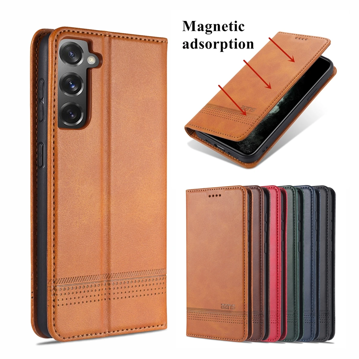 Deluxe Magnetische Adsorptie Lederen Case voor Samsung Galaxy S21 Plus S22 S23 + Ultra 5G Flip Cover Portemonnee beschermhoes Fundas