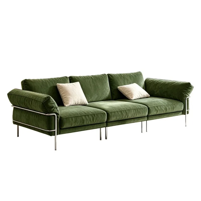 Fabric sofa retro green stainless steel tall sofa