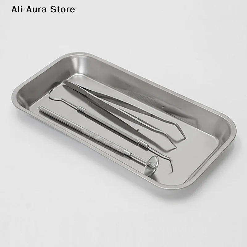 1Pcs Kitchen Tray Stainless Steel Square Storage Tray Dental  Tool Nail Tattoo Dental  Device Supplies Tray Dish