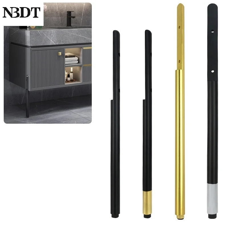 4Pcs Solid Aluminum Concise Slim Round Furniture Leg Brushed Gold Matte Black
