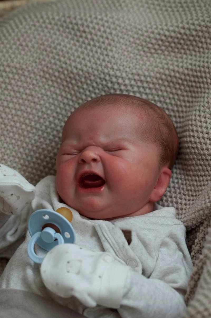 Poupée Reborn NPK 19 pouces Maria 'Le premier cri de bébé' - Peau 3D, cheveux peints, veines visibles, poupée réaliste finie, figurine de collection