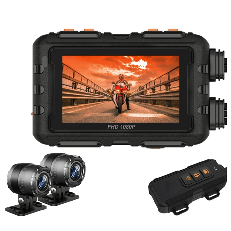 Motorcycle DVR Dash Cam HD 1080P 3 Inch Touch Screen Front Rear View Waterproof Motorcycle Camera GPS Recorder Replacement