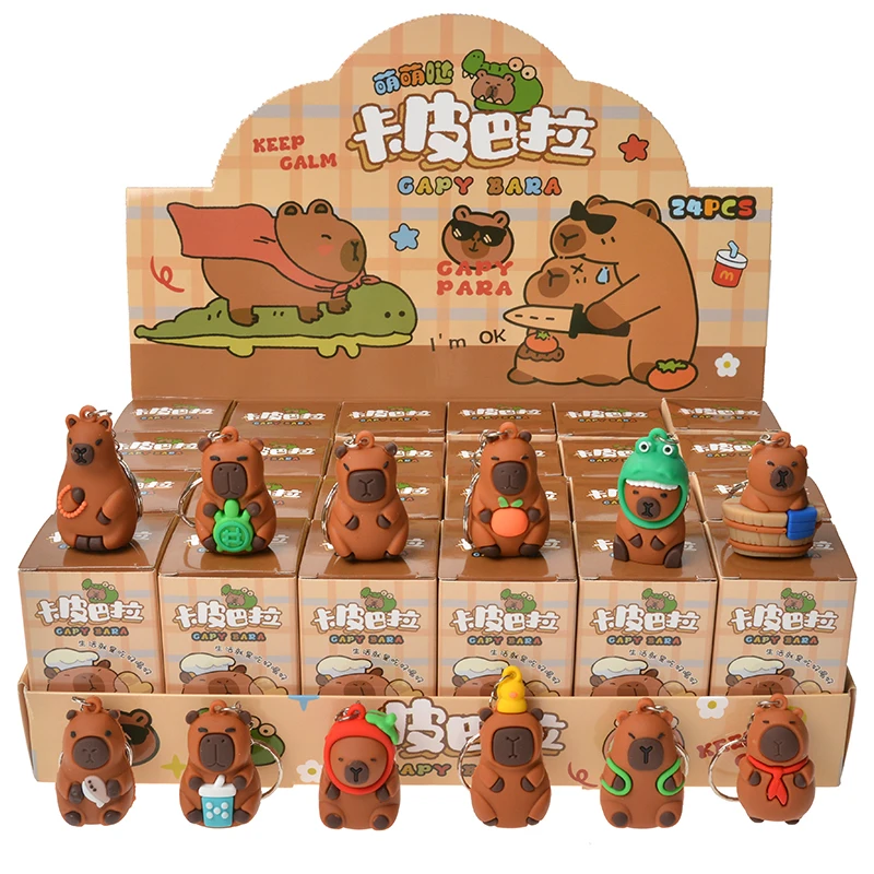 Hot Selling 24 Pcs/Box Capybara Interest Blind Box Cartoon Adorkable Doll Pendant Keychain Student Toy Children\'s Gift