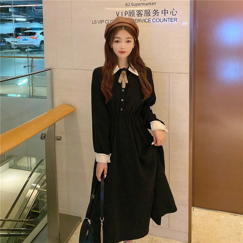 

2022 Spring Sweet Vintage Bow-knot Woman Dresses Student Korean Fashion All-match Midi Dress Harajuku Elegant Party Clothing Red