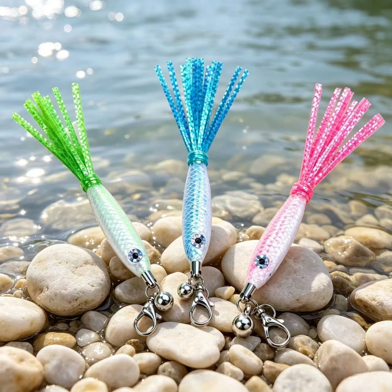 2/3pcs Random Color Cat Teaser Wand with Shiny Fish Replacement Head Cat Toy Pet Supplies