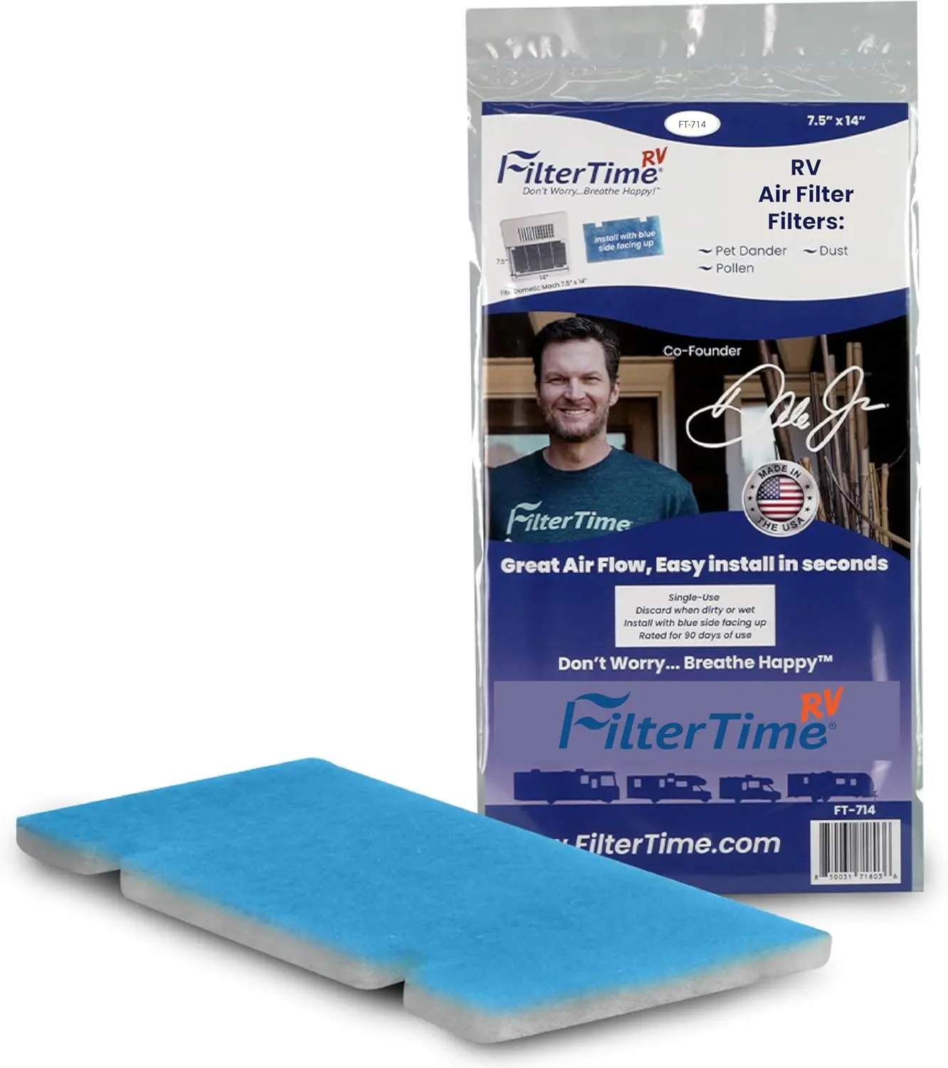 

Воздушный фильтр RV FT-714 RV Замена фильтра переменного тока 7,5 x 14 дюймов для воздушной решетки Dometic (1 фильтр в упаковке) MERV 6 Заменяет оригинальную подставку