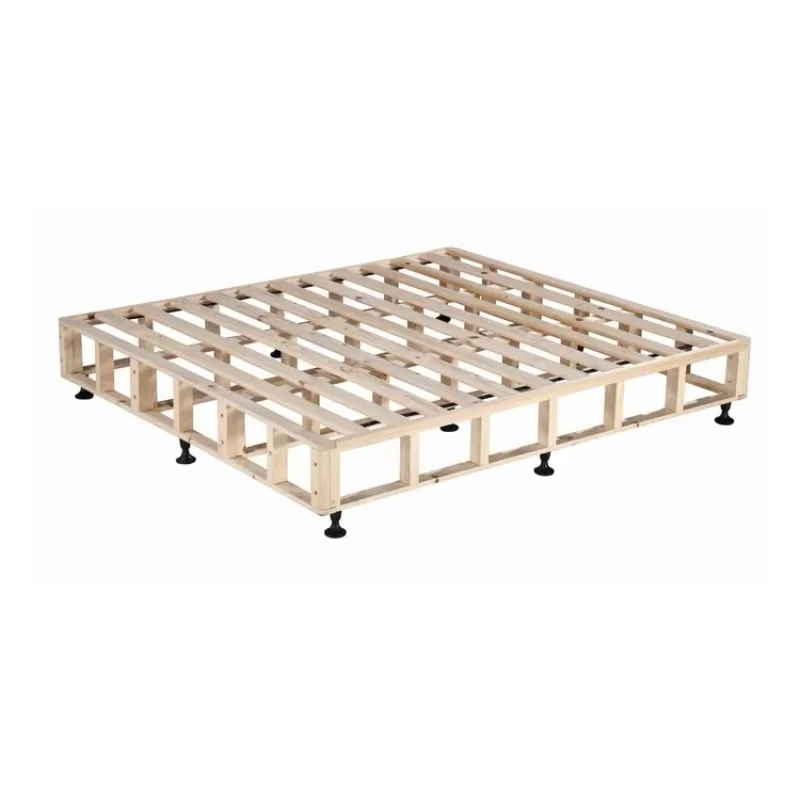 Factory Direct Sale Strong Construction KD Solid Pine Wood Bed Base Frame Wood Slat Bed Base