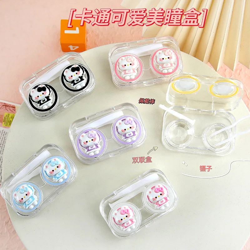 

Hello Kitty Contact Lens Case - Transparent Cartoon Kawaii Portable Lens Case for Girls Travel Gift for Girls