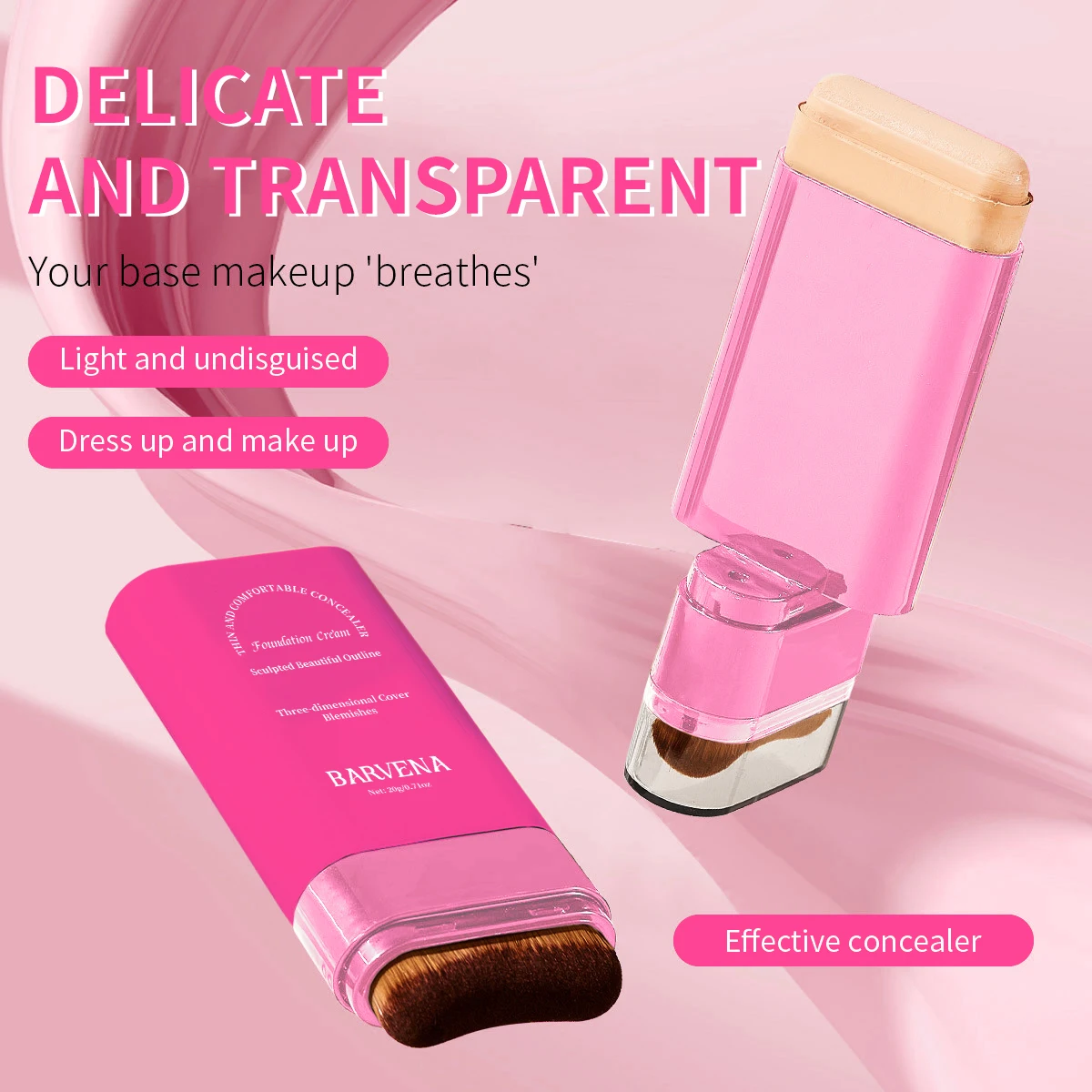 BARVENA Eraser Foundation Stick Hydrating High Concealer Base Makeup Built-in Brush Waterproof Makeup Effect Lasting a