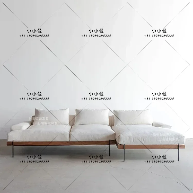 Nordic modern simple fabric sofa combination Japanese style living room small apartment three-person down sofa