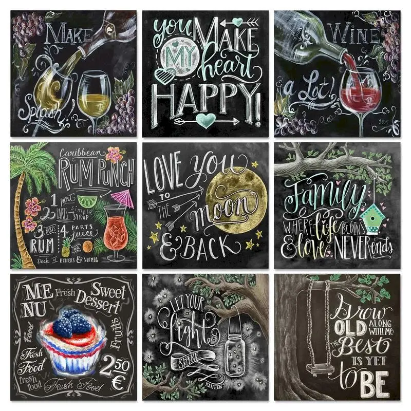 

GATYZTORY Interior Painting by numbers Handpainted Picture Paint Kit Blackboard DIY Canvas by numbers Artwork Home decor