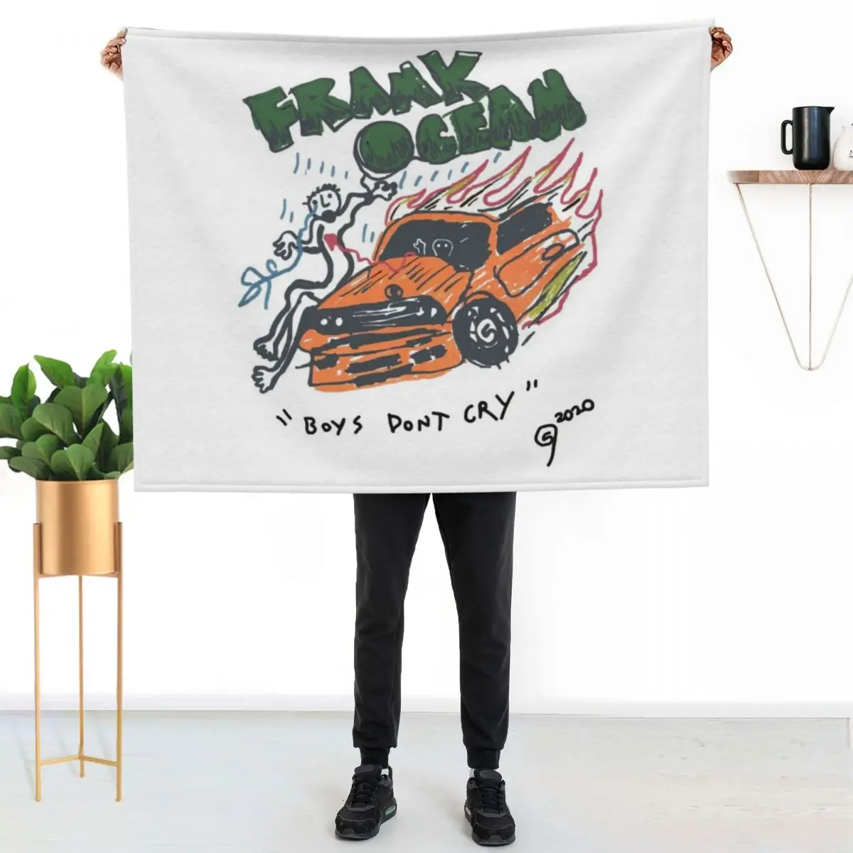 Frank Ocean and the cars of Blonde Throw Blanket Cute Decorative Sofas wednesday warm winter Sofa Blankets