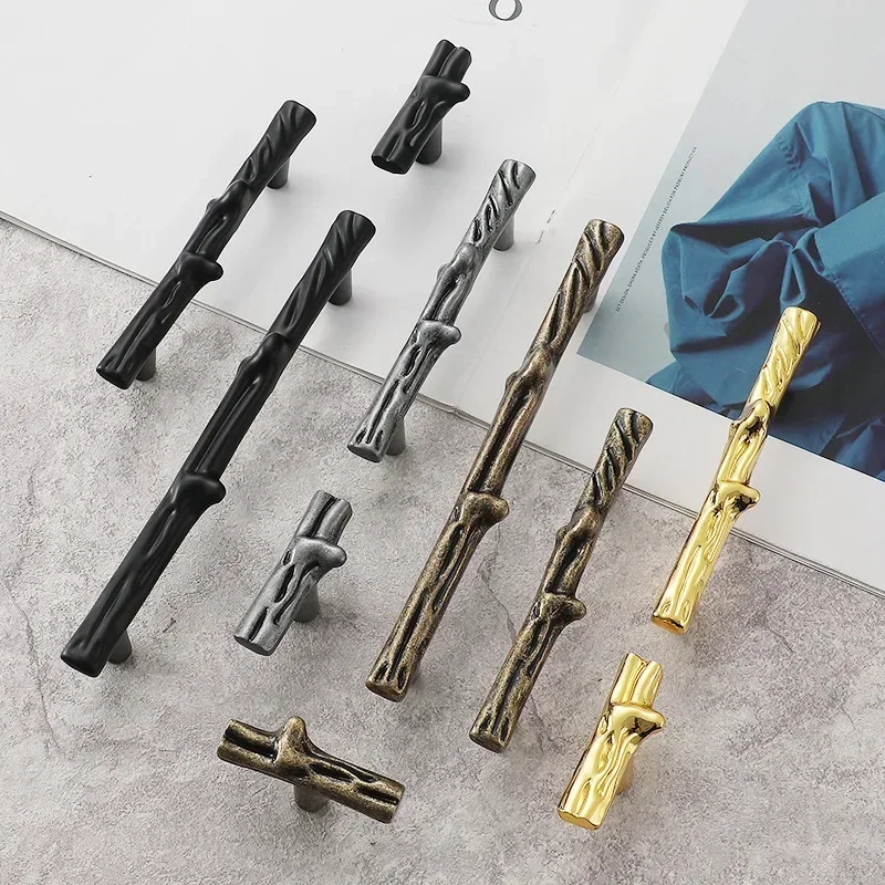 European Branch Shape Furniture Handles Single Hole Drawers Knobs Gold Wardrobes Door Pulls Zinc Alloy Kitchen Cabinets Handles