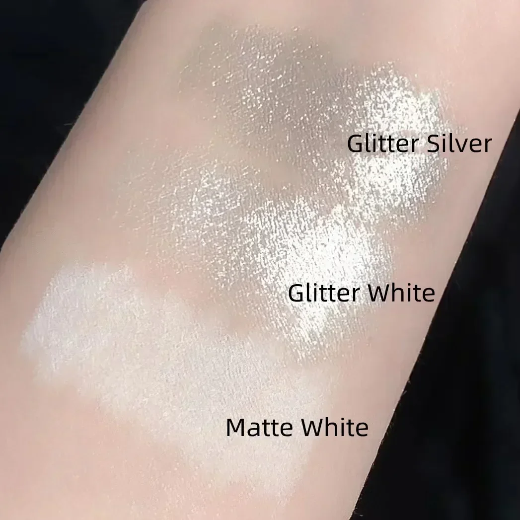 Coreano Glitter Highlighter Pen, Pearlescent Deitado Silkworm Lápis, à prova d'água, de longa duração, Clareamento Eyes Stick, Branco Prata