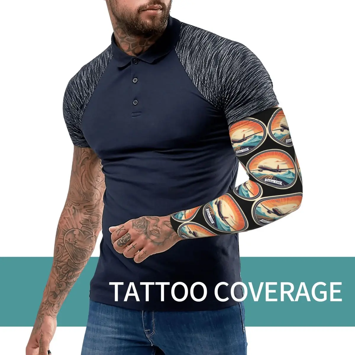 

Винтажный самолет, снятие на открытом воздухе, нарукавники, защита от солнца и ультрафиолета, летние велосипедные татуировки, рукава