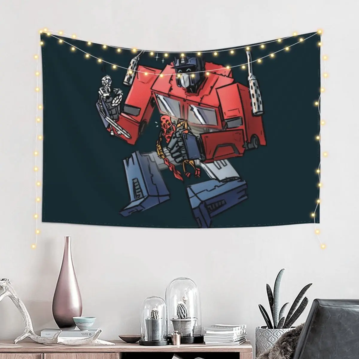 

Optimus plays with Bionicles Tapestry Custom Wallpaper Bedroom Korean Room Decor Tapestry