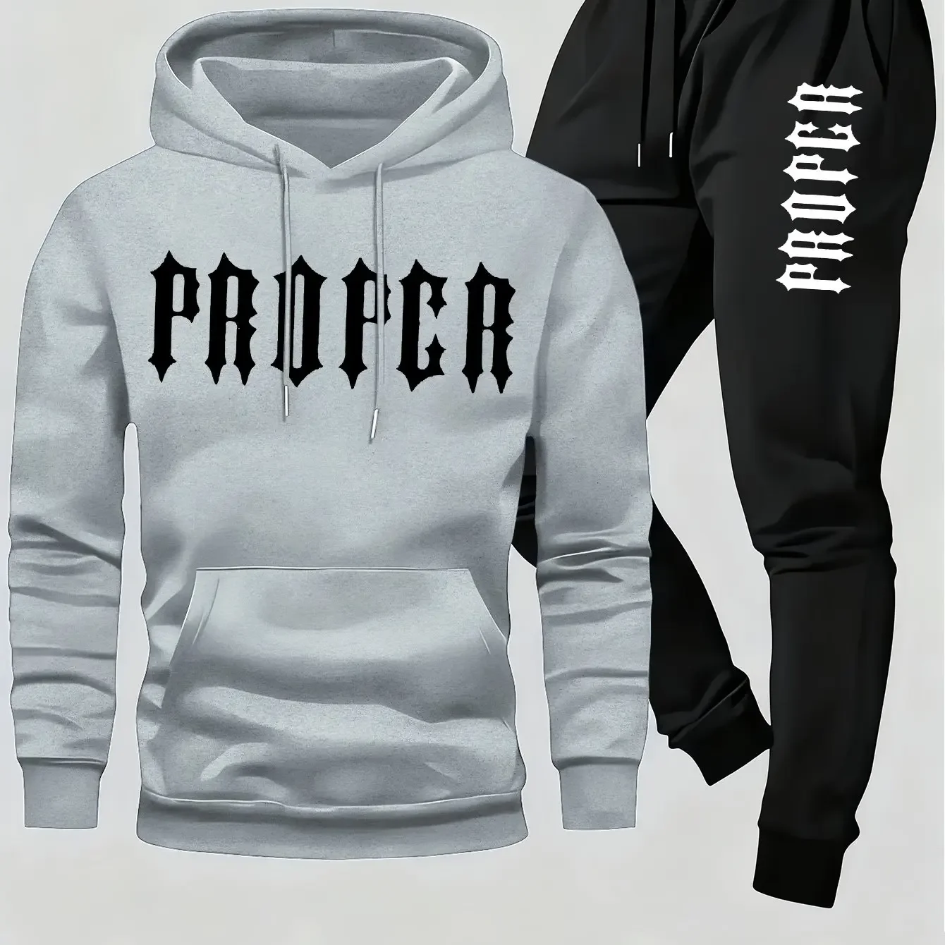 New autumn hoodie hooded set for men and women with floral body letter print, drawstring and pocket for daily warmth and comfort view 5