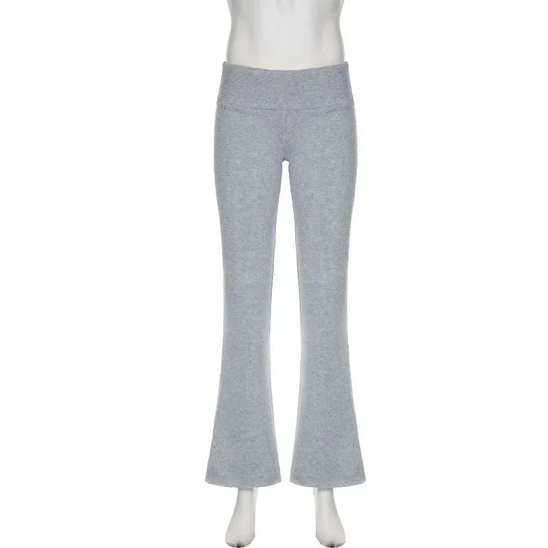 Casual Sexy Basic Effen Flare Broek Y 2K Slanke Laarzen Met Lage Taille, Dames 2024 Herfst Lente Mode Streetwear Lady