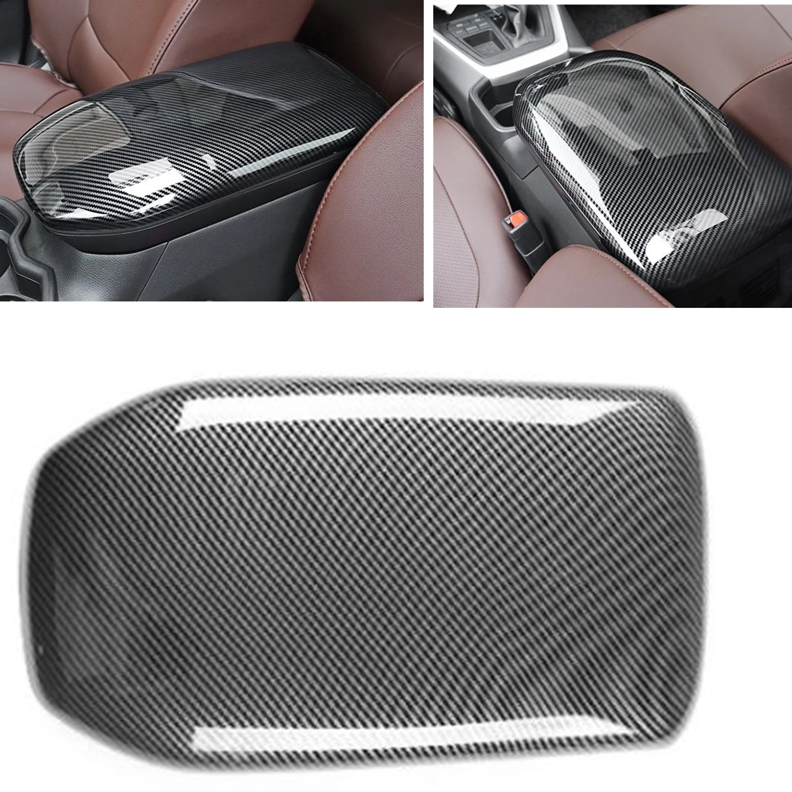 Car Armrest Box Cover Trim Center Console Arm Rest Panel Board Sticker Strip For Toyota RAV4 2019 2020 2021 2022 2023 2024