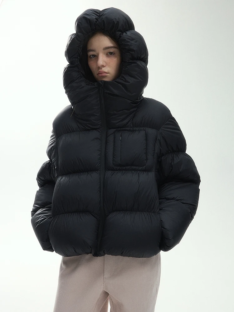 Mumaroho 2025 Zimowa Jesienna Damska Kurtka Puchowa z Kapturem w Kształcie Ośmiornicy, Jednolita, z Długim Rękawem, Gruba, Ciepła Odzież Wierzchnia, Puszysta Kurtka Płaszcz dla Kobiet