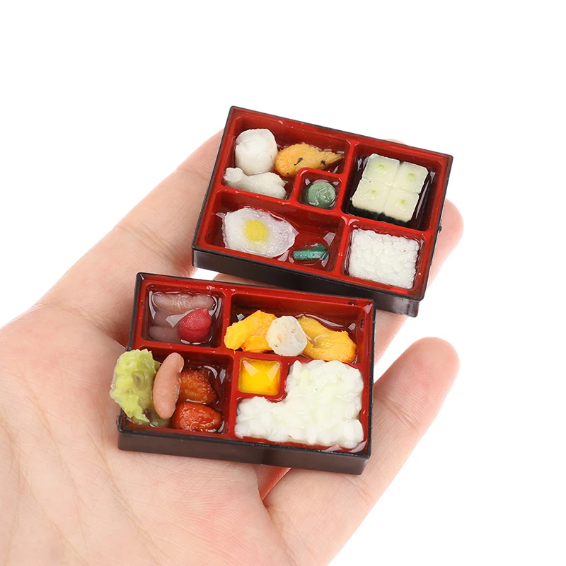 1:12 rumah boneka Jepang Makanan Cepat kotak beras Sake Set dengan sumpit