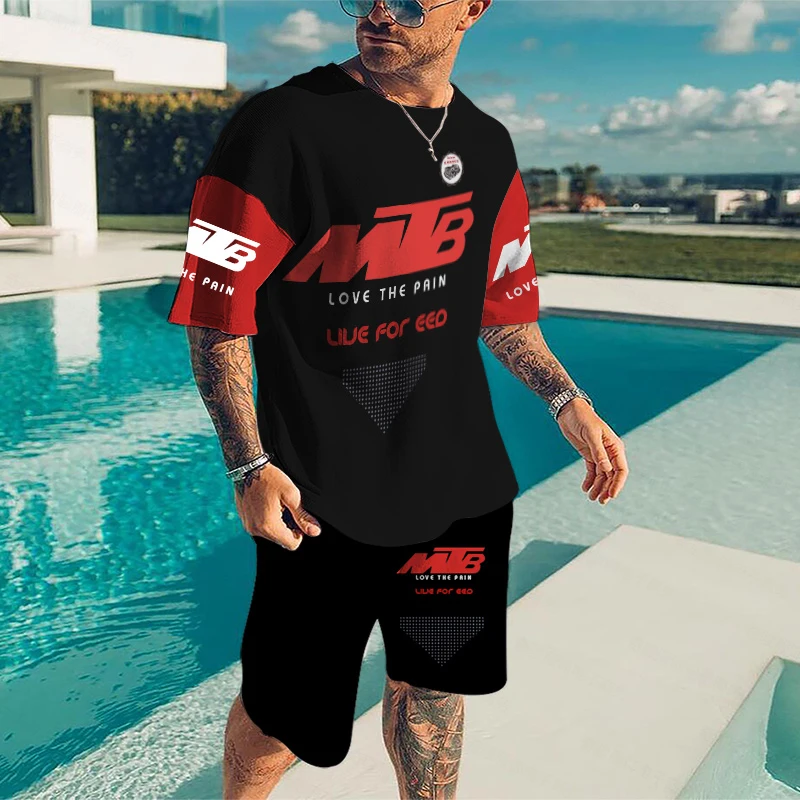 MTB Summer Men 3D Print T Shirt Set Fashion Shorts Tracksuit Male Casual Short Sleeve Sportsuit Newest Men's Oversized Clothing