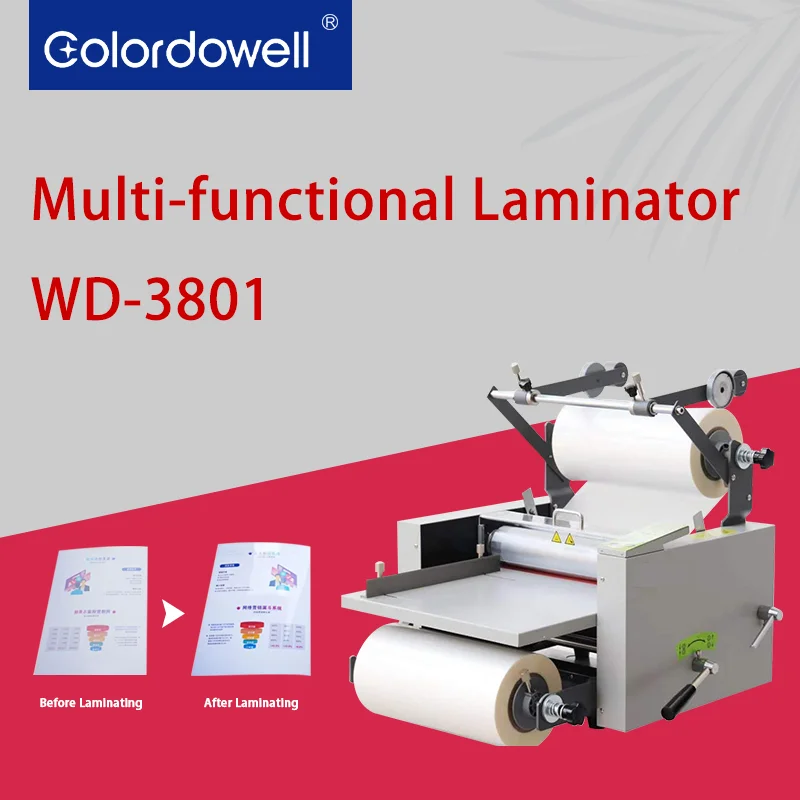 WD-3801 375MM Computerized Electric Cold & Hot Roll Laminator Machine with Motor Thermal Hot Roll Laminating Machine