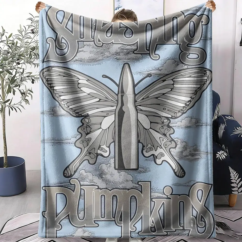 S-Smashing P-Pumpkins Band Throw Soft Flannel Throw Summer AC Blanket Lightweight Cool Nap Blanket for Sofa Bed Couch Travel