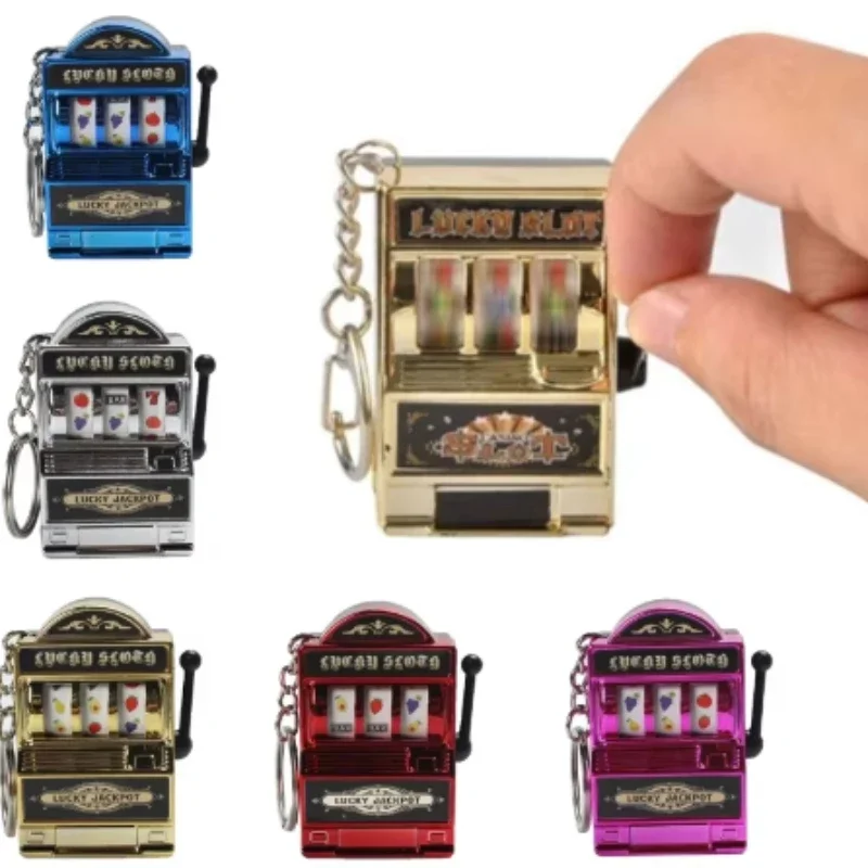 Creative Mini Fruit Machine Keychain Lucky Charms Jackpot Keychain Mini Casino Bag Charm Lucky Slot Machine Model Children's Toy