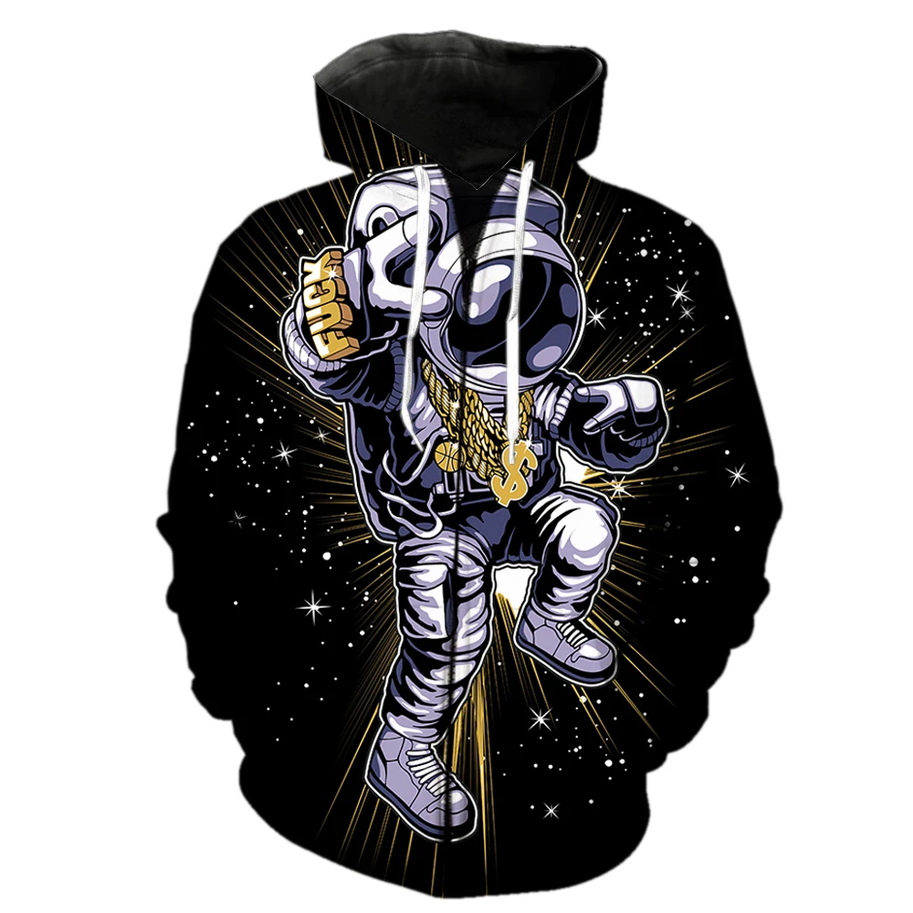 

Cartoon Astronaut Men's Zipper Hoodie Cool Long Sleeve Sweatshirts Tops Oversized Funny Fashion Harajuku Streetwear Casual Teens