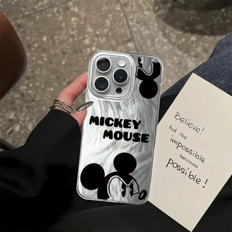 Mickey Mouse Minnie Luxe Hoesje Voor Apple Iphone 15 11 13 14 Pro Max 12 15 7 8 Plus X Xs Xr Veren Garen Telefoonhoes