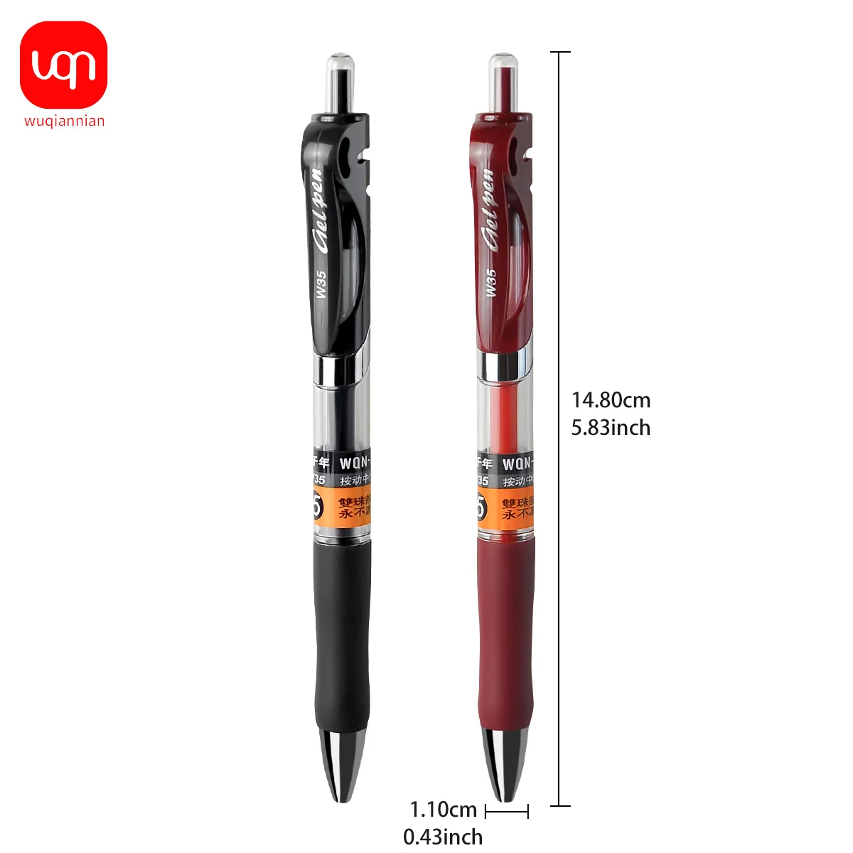 WQN-3/6/12 قطعة قلم حبر جاف عالي الجودة، 0.5 مم جل بنك الاستثمار القومي بالحبر الأسود للمدرسة ومستلزمات الكتابة