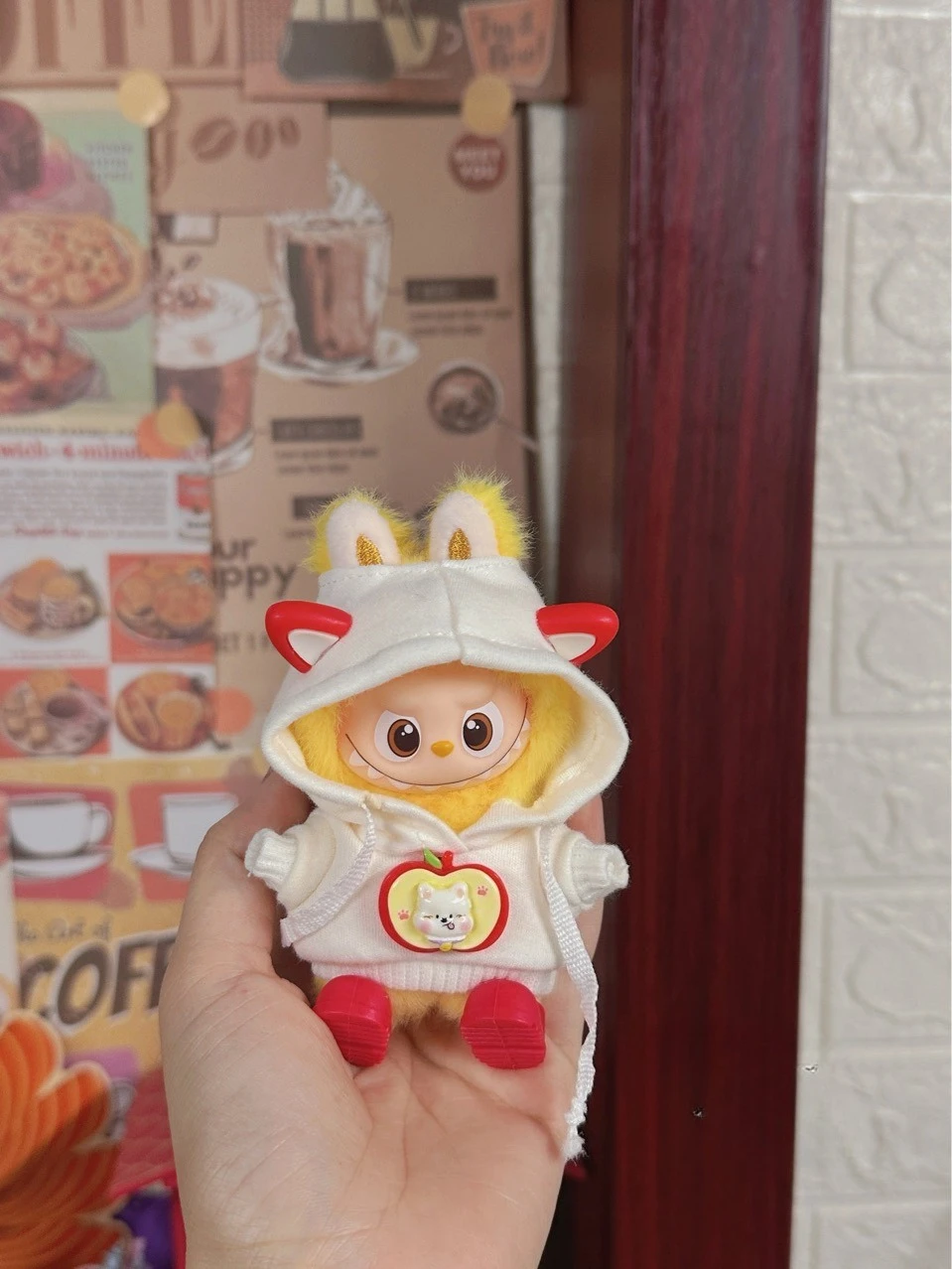 10cm ラブブ用服 第4世代 ミニピン フォーラブシリーズ フード付きスポーツウェア スウェットシャツ リブ編み裾デザイン キュートなアニマルスタイル