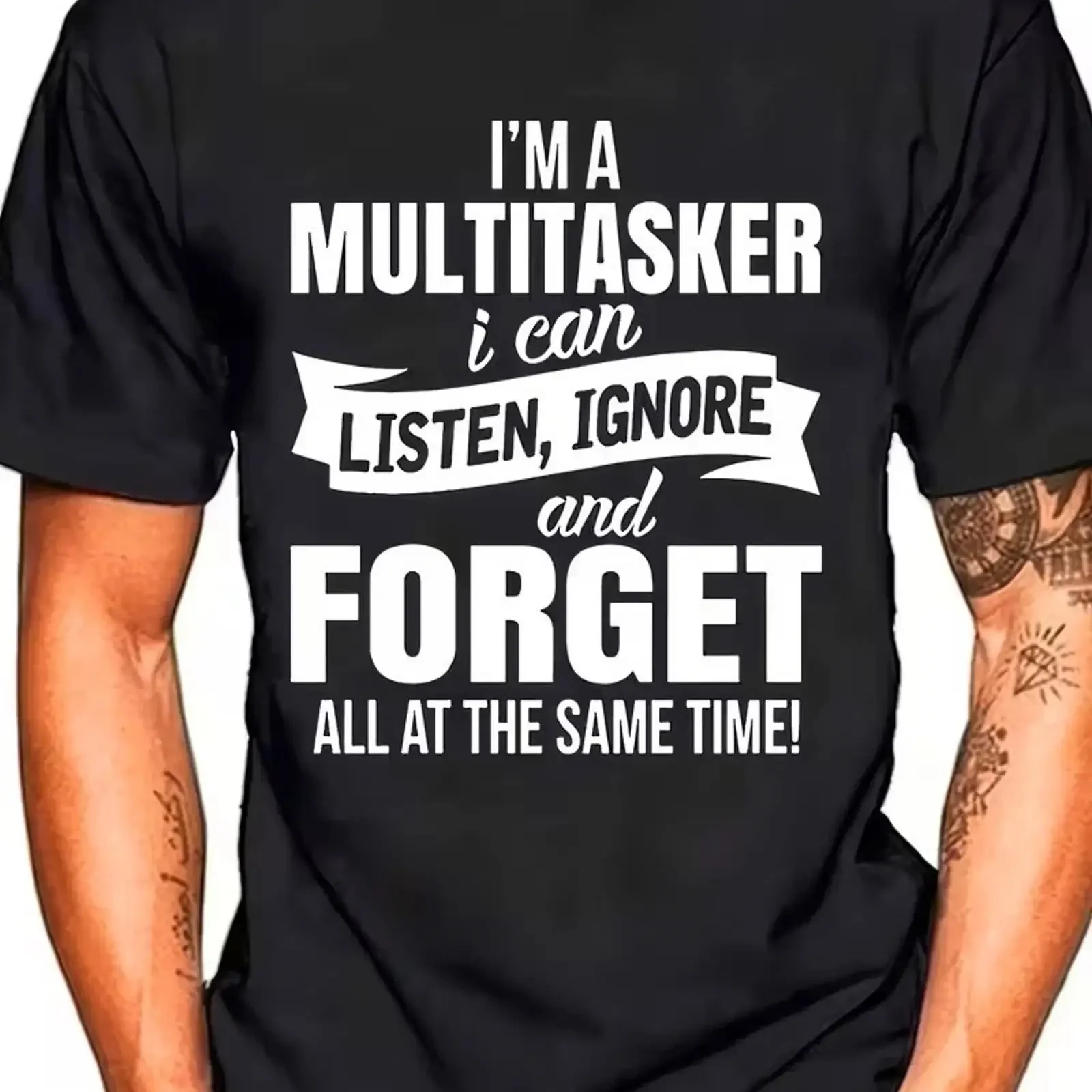 T-shirt drôle pour hommes, sarcasme, I m A Multitasker Listen Ignore Forget FreizeiT, vintage, délavé, à la mode, élégant