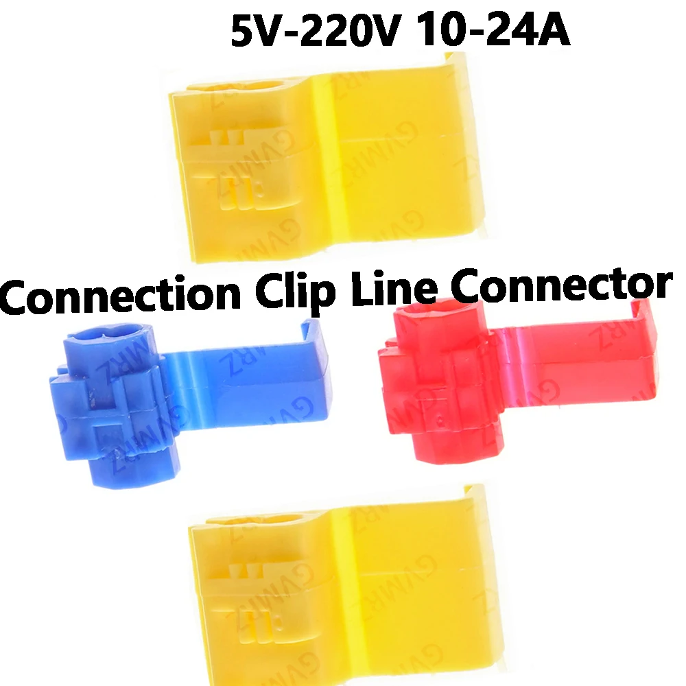 10PCS 5V-220V Blue Red Yellow Quick Connection Clip Line Connector 10-24A Terminal Joint Blue Red Wire Crimp Splitter Lip IBUW