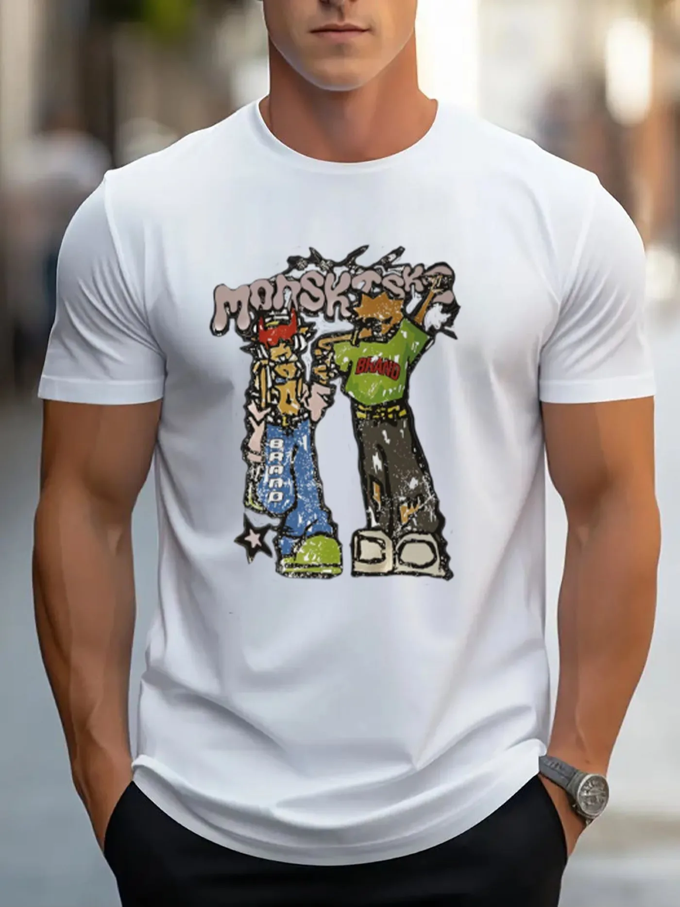 Men Casual Short Sleeve Tee 1 Pcs 100% Heavy Cotton - Comfortable Crew Neck, Soft Adorable Tees Tops