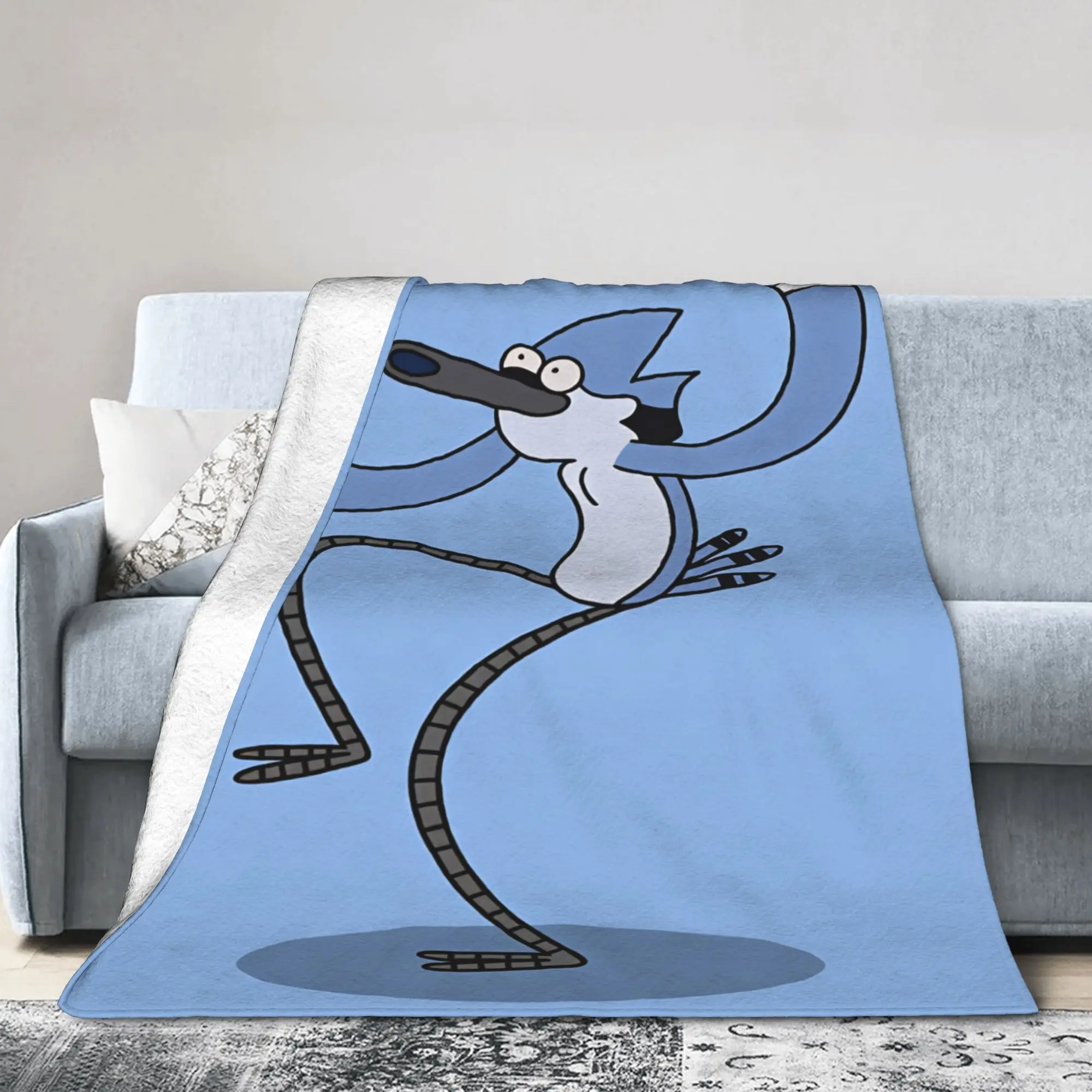 Soft Blanket Mordecai And Rigby Regular Show Cartoon Characters Throw Blanket Flannel Bedspread For Couch Chair Sofa Bed Cover