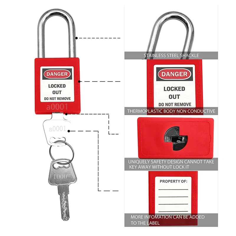 Cadenas de sécurité en métal pour étiquettes de verrouillage, cadenas de sécurité pour les Stations et les appareils