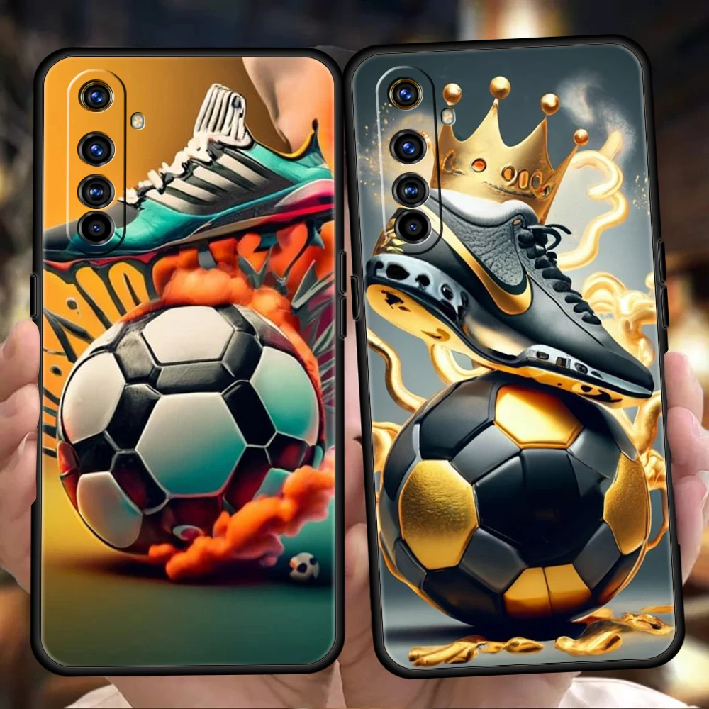 Football Sport Phone Case for Realme 8 9 Pro Plus 8i 9i 6 7 GT2 C21 C25 C3 C11 11 Pro 5G Plus Shockproof Silicone Shell Capa Bag