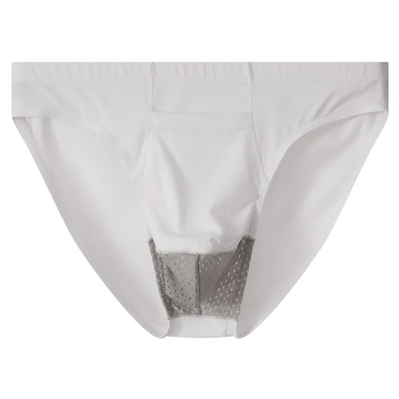 Men Panties Sexy Mesh Briefs Breathable Cotton Pouch Separation Underwear Mid-Waist Underpants High Elastic U Convex Lingerie