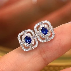 Huitan Geometric Shaped Stud Earrings for Women Bling Bling White/Blue Cubic Zirconia Temperament Ear Accessories Female Jewelry