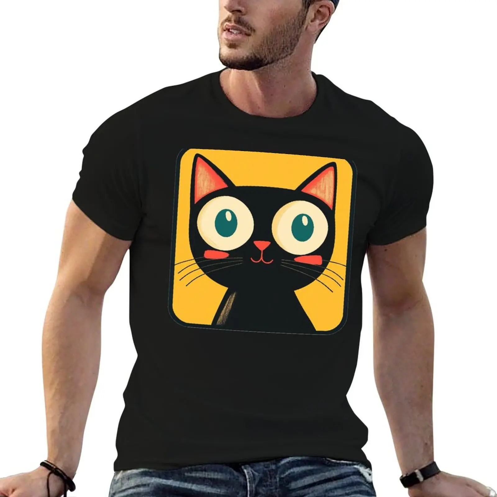 

with Cat Silly, Smile man man Squinty-Eyed graphic a for t The T-Shirt Purr-fect shirts shirt cotton t vintage